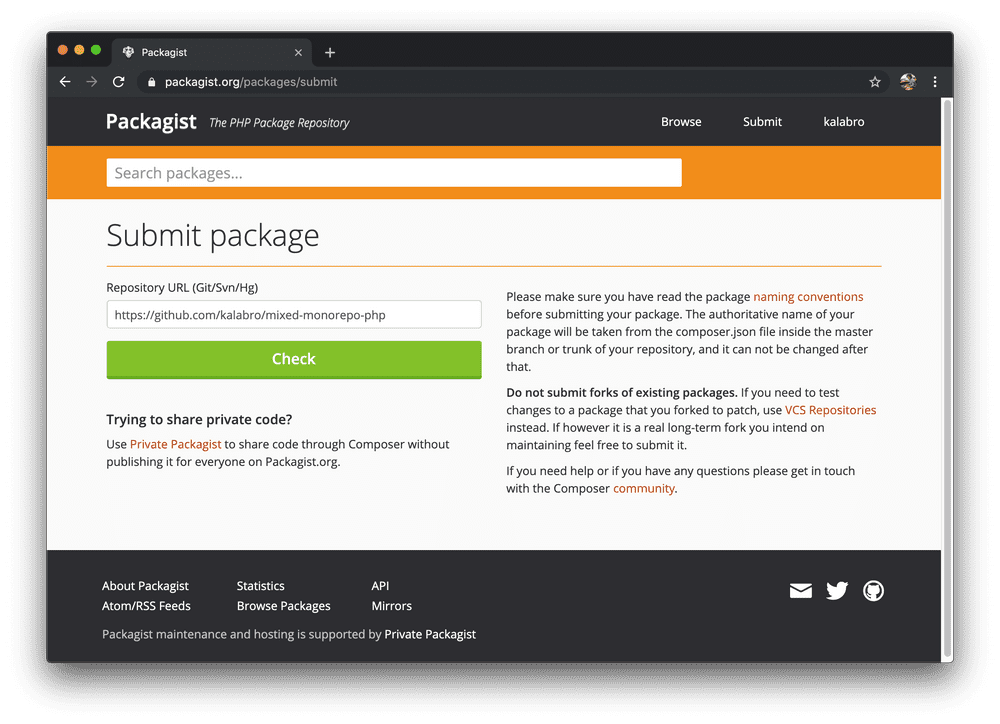 monorepo automated releases packagist