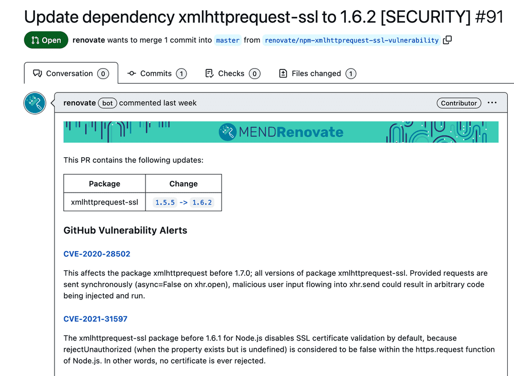 Vulnerability remediation PR